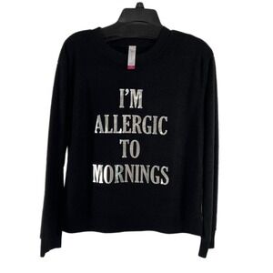 No Boundaries Womens Fleece Sweatshirt Sz L Graphic Black I’m Allergic To